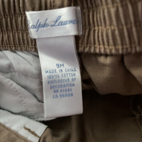 Ralph Lauren RL-1967 Tan khaki pants. 9 months. RL-1968 embroidery on back - Picture 4 of 5